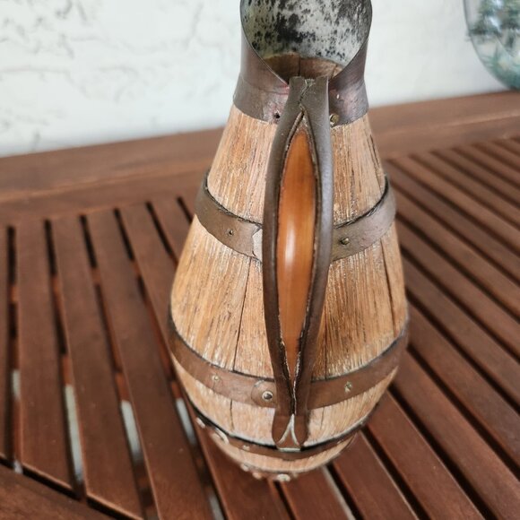 Antique French Cider Jug ca. 1900 – 9" high Barrel Form Rustic Farmhouse Pitcher - Picture 12 of 15